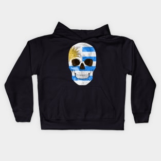 Uruguay Flag Skull - Gift for Uraguyan With Roots From Uruguay Kids Hoodie